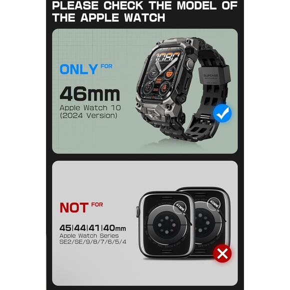 For Apple Watch 10(46mm) SUPCASE Rugged Adjustable Sport Strap Smart Watch Case - Picture 11 of 14